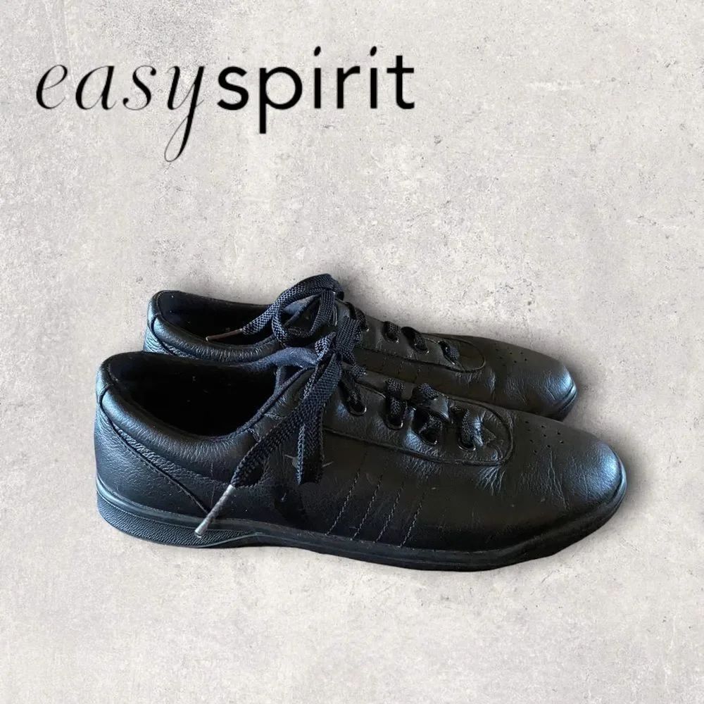 Easy Spirit Women's Black Leather Tie Shoes Sneakers 8